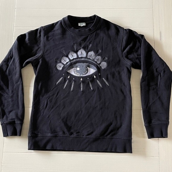 Kenzo Paris black embroidered eye sweatshirt. XS but fit like small/medium. - Picture 1 of 14